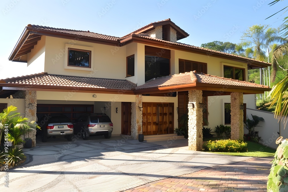 Luxury Modern Home with Stone Facade and Garage Luxury Modern Home with Stone Facade and Garage