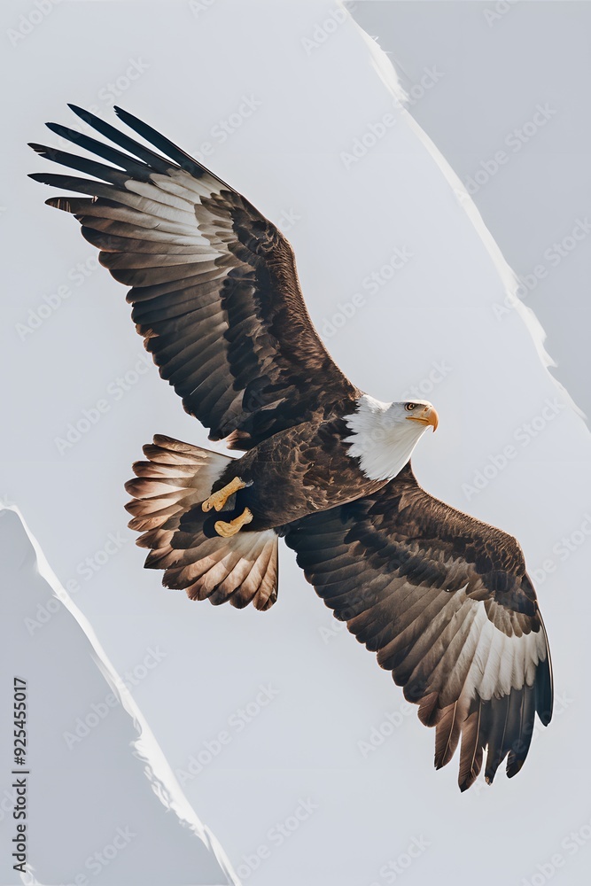 Obraz premium Philippine Eagle Flying on White Background, Realistic Photo, Pattern Background, Wallpaper, Cover and Screen for Smartphone, Cell Phone, Computer, Laptop
