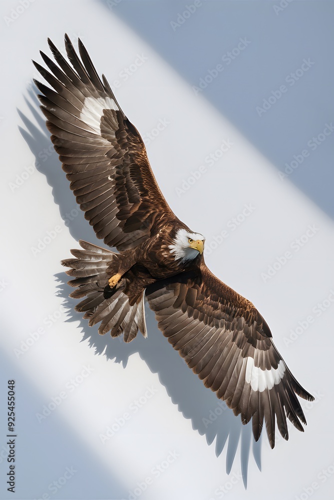 Obraz premium Philippine Eagle Flying on White Background, Realistic Photo, Pattern Background, Wallpaper, Cover and Screen for Smartphone, Cell Phone, Computer, Laptop