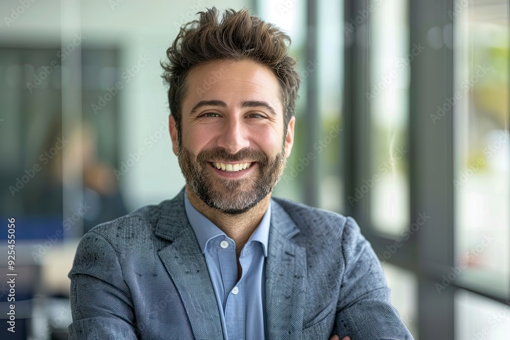 photo of a happy business man, one color background and office space,generative ai photo of a happy business man, one color background and office space,generative ai