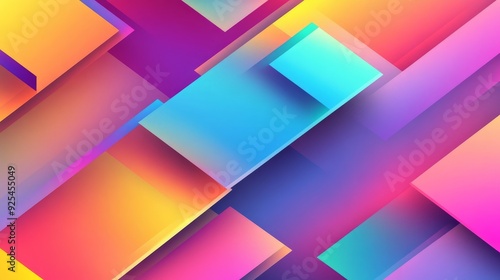Abstract gradient background vector set. Minimalist style cover template with vibrant perspective 3d 