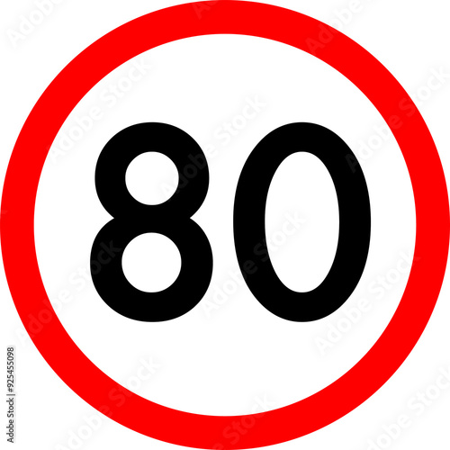 Free Download Speed limit 80 round road traffic icon - GFXLoad