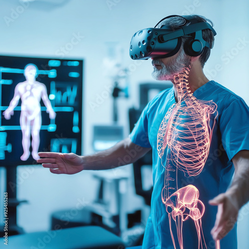 Virtual reality enabling remote physical therapy, VR in healthcare, Hypothesizing advancements in patient rehabilitation photo