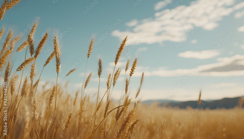 Fototapeta premium Golden wheat dancing softly in the breeze.