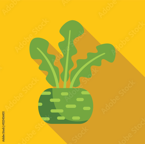 Minimalist illustration of a kohlrabi growing, perfect for healthy food icons