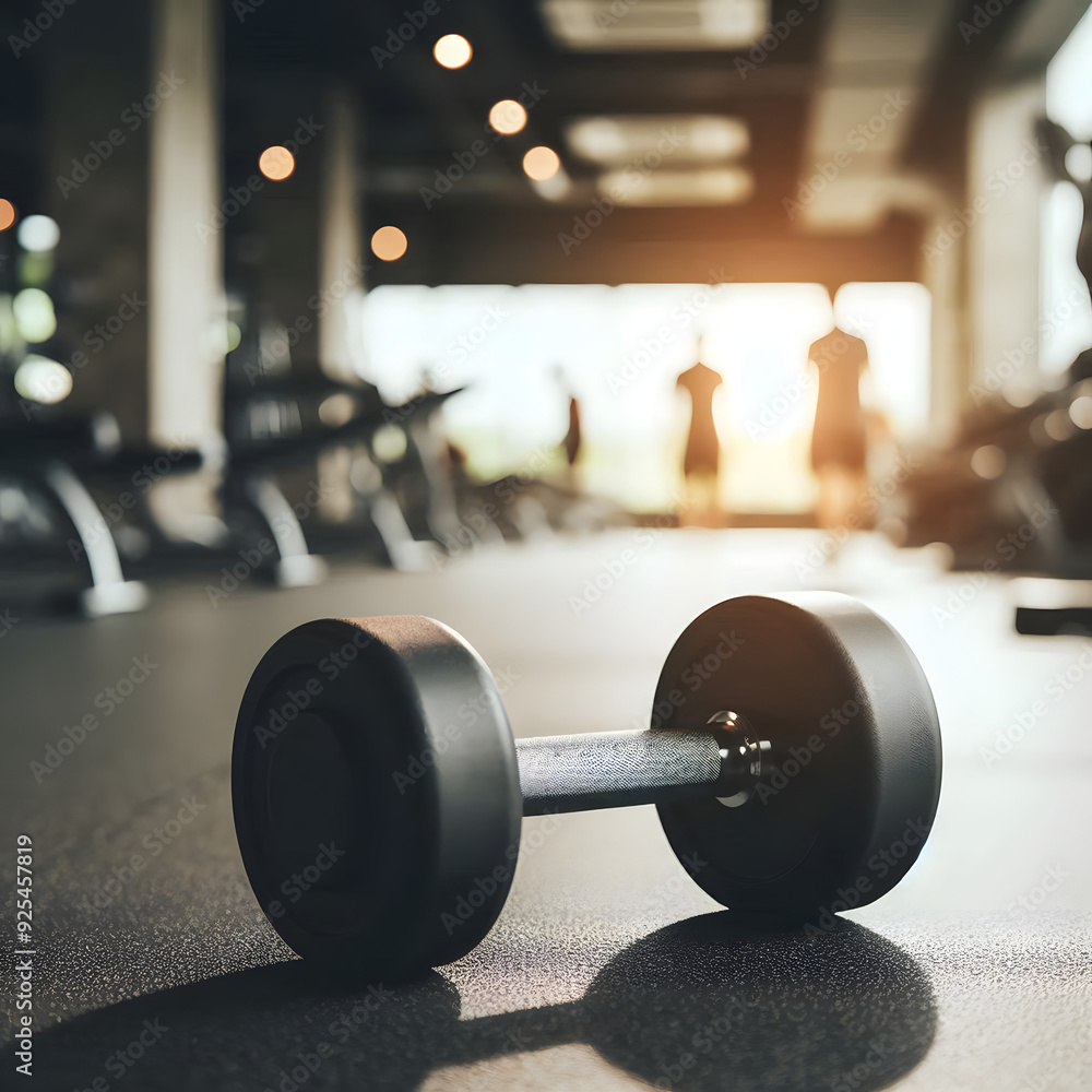 Strength and Determination: Gym Dumbbell Strength and Determination: Gym Dumbbell