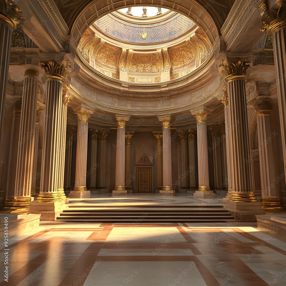 Obraz premium Golden Dome Interior with Columns