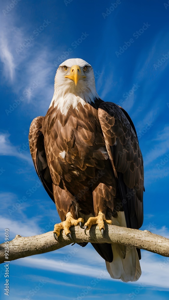 Philippine Eagle Perched on a Branch on a Blue Background, Realistic Photo, Pattern Background, Wallpaper, Cover and Screen for Smartphone, Cell Phone, Computer, Laptop Philippine Eagle Perched on a Branch on a Blue Background, Realistic Photo, Pattern Background, Wallpaper, Cover and Screen for Smartphone, Cell Phone, Computer, Laptop