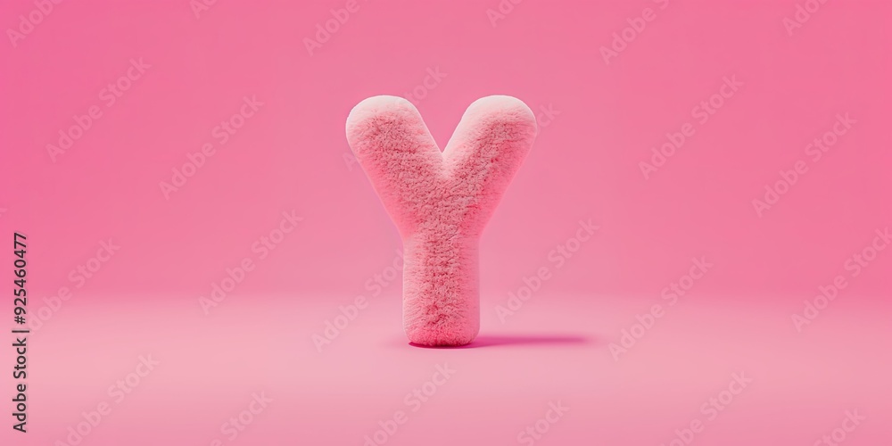 Fur letter Y, 3D alphabet. AI generated. Hair fluffy english font for kids education. Creative typographic element Fur letter Y, 3D alphabet. AI generated. Hair fluffy english font for kids education. Creative typographic element