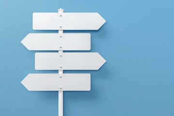 A white sign with four arrows pointing in different directions