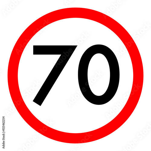 Speed limit 70 round road traffic icon