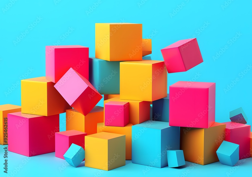 Abstract Colorful Cubes Geometric Shapes 3D Rendered Design Abstract Colorful Cubes Geometric Shapes 3D Rendered Design