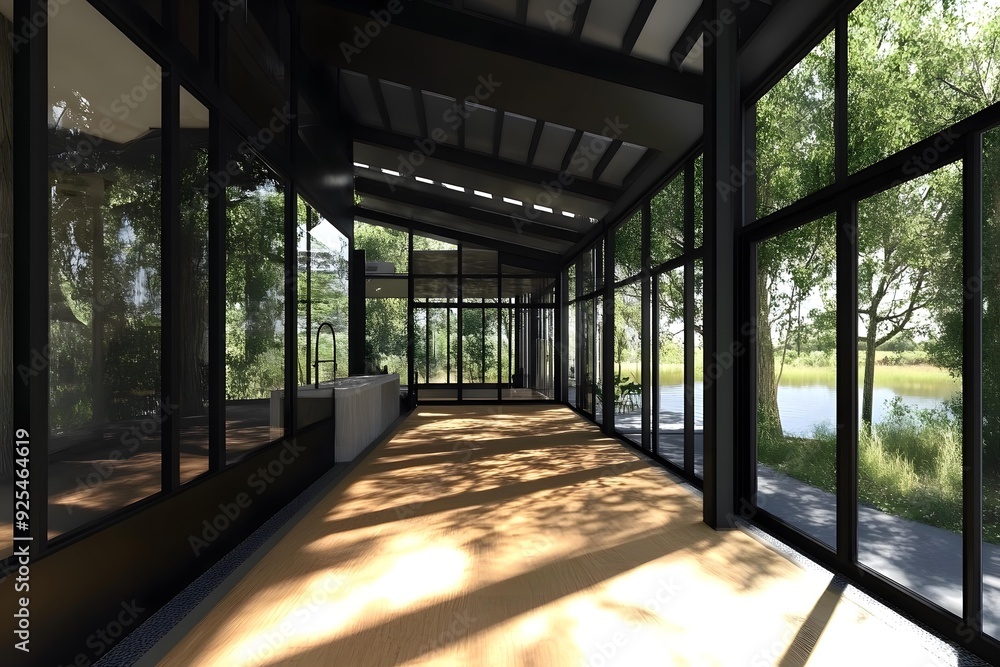 Modern Glass House with Panoramic View Modern Glass House with Panoramic View