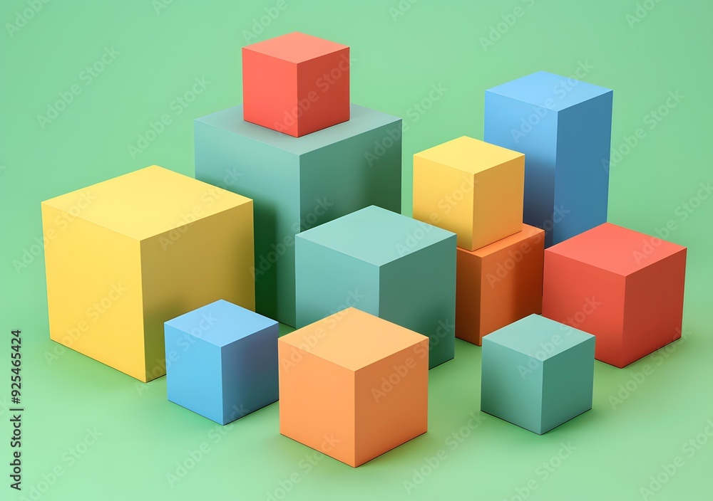 Abstract Colorful Cubes 3D Rendering Abstract Colorful Cubes 3D Rendering