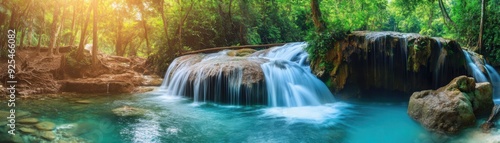 Tranquil Waterfall in Lush Forest