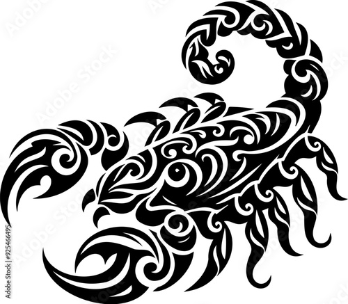 Striking scorpion silhouette vector design. Minimalistic insect illustration. Perfect for Scorpio zodiac art.
