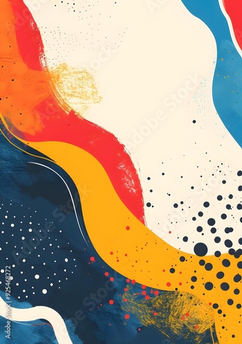 Abstract Colorful Art Background With Dots and Shapes