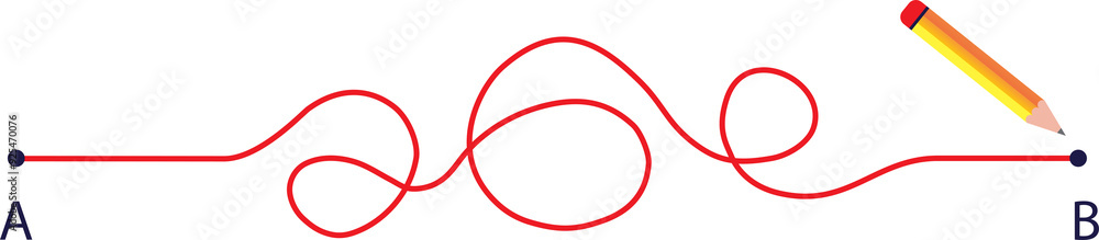 Chaos way from point A to B with pencil Chaos way from point A to B with pencil