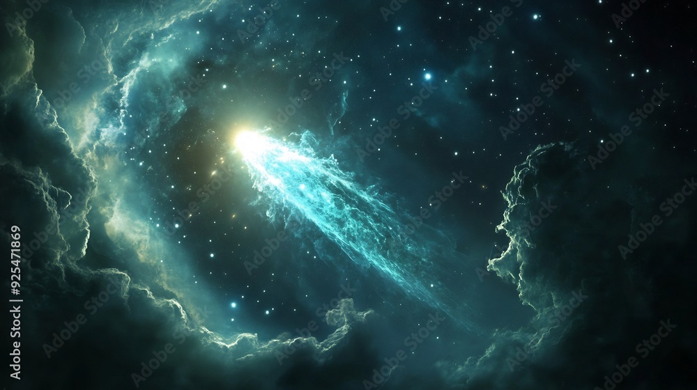 Comet and Earth, illustration Comet and Earth, illustration