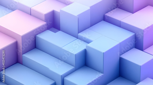 Abstract geometric pattern of pastel blue and purple cubes.