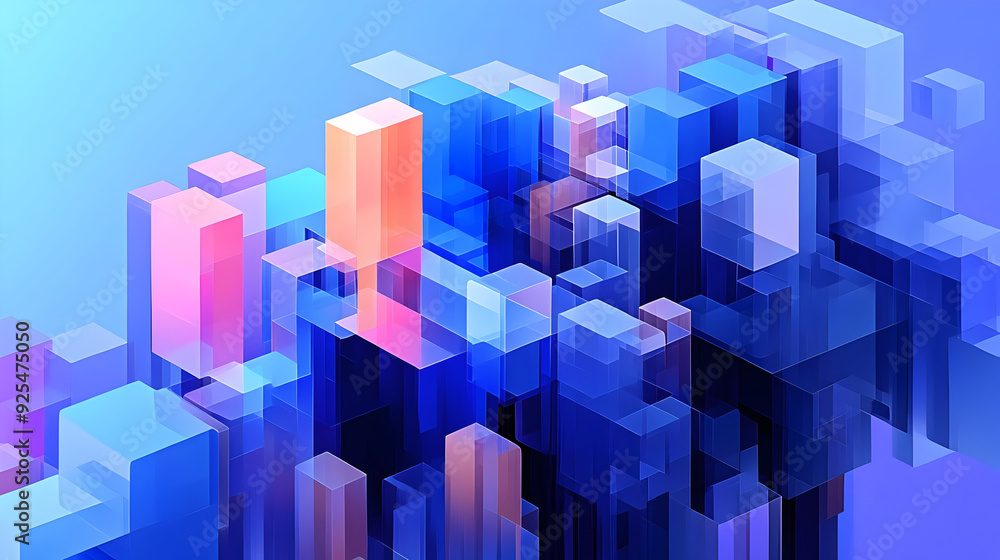 Abstract geometric shapes in vibrant colors create a modern digital art composition. Abstract geometric shapes in vibrant colors create a modern digital art composition.