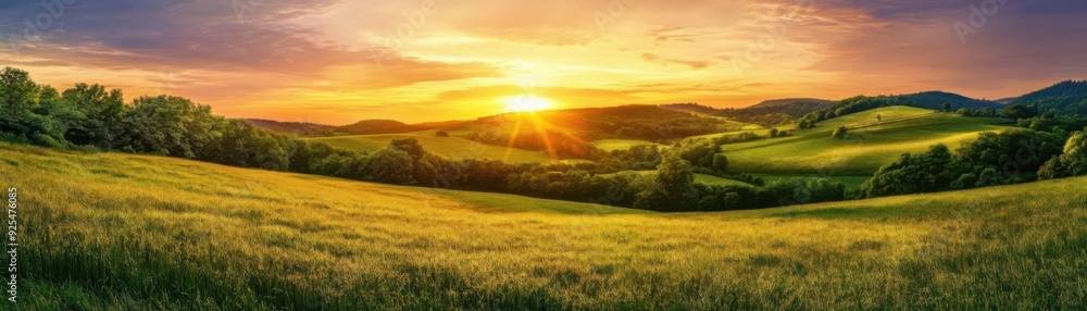 Fototapeta premium Golden Sunset over Rolling Hills