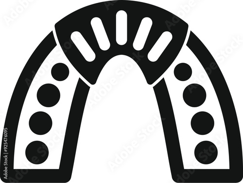 Black and white icon of a removable retainer used to maintain teeth alignment after orthodontic treatment with braces