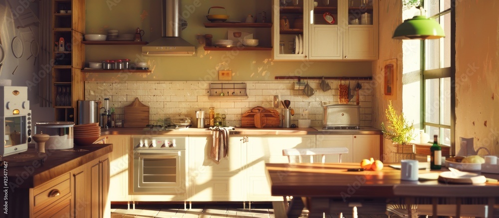 Stylish Traditional South Asian Home with Utensils and Wide Window Letting the Spring Warmth and Light in. Stylish Traditional South Asian Home with Utensils and Wide Window Letting the Spring Warmth and Light in.