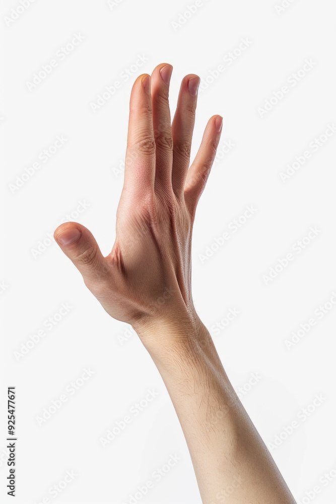 Hand against wall for support or balance. Hand against wall for support or balance.