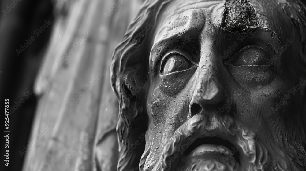 A detailed ancient Greek sculpture of a prominent historical figure. A detailed ancient Greek sculpture of a prominent historical figure.