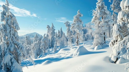 Wallpaper Mural Snowy forest on a clear day. Trees and shrubs laden with snow. Scenic winter view. Torontodigital.ca