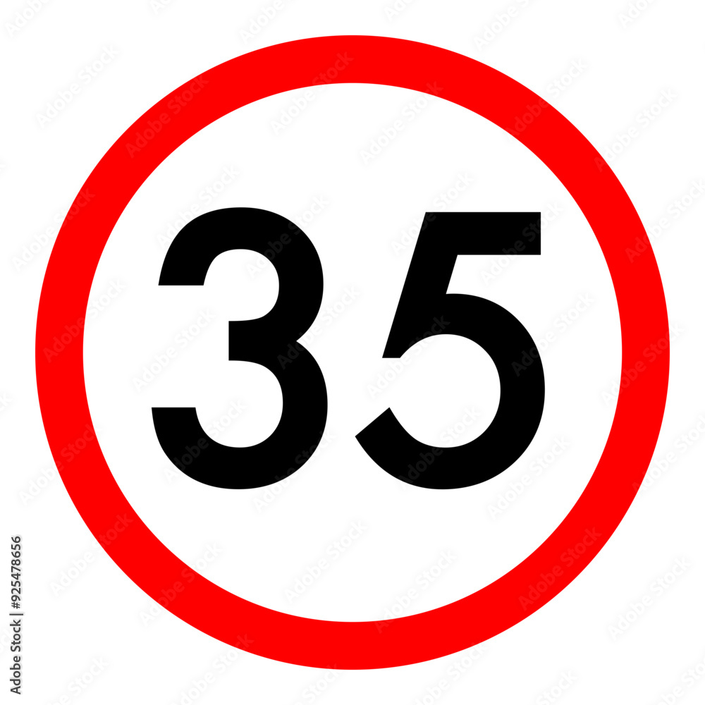 Speed limit 35 round road traffic icon Speed limit 35 round road traffic icon