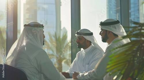 Group of corporate arab businessmen meeting in the office