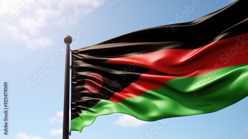 Flag of Djibouti waving against a bright sky. photo