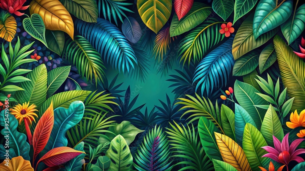 Exotic floral jungle pattern with lush leaves and colorful trees , jungle, leaves, exotic, floral, pattern, colorful Exotic floral jungle pattern with lush leaves and colorful trees , jungle, leaves, exotic, floral, pattern, colorful