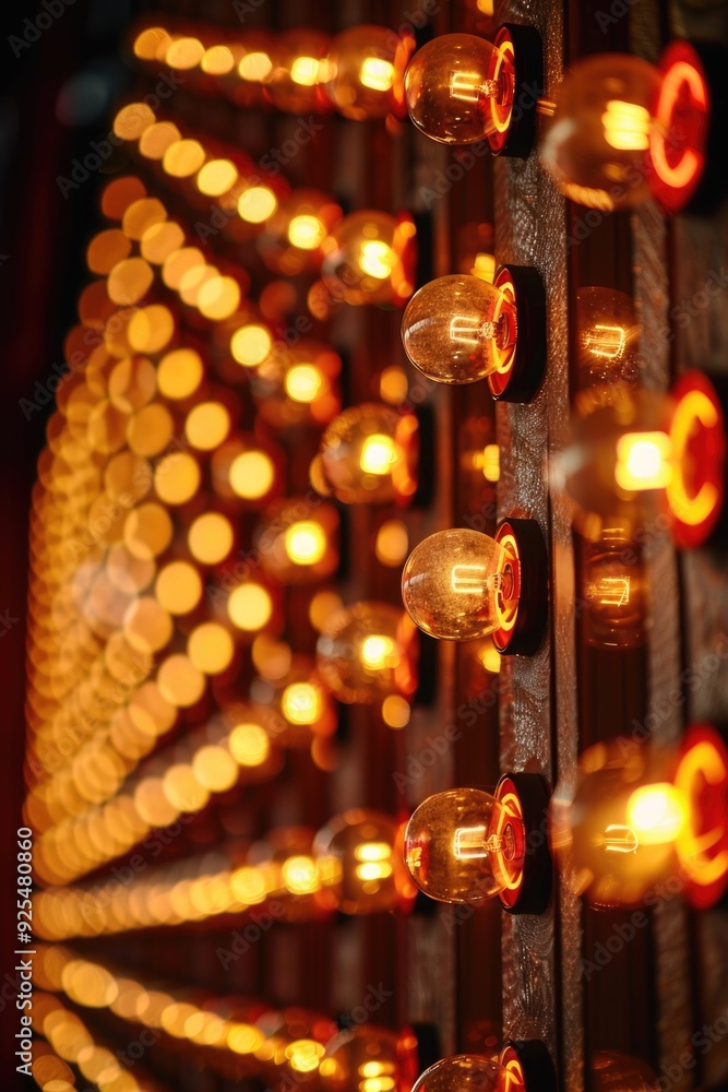 Rows of vibrant, energy-saving neon lights glowing against dark background. Ideal for stage sets and modern decor. Rows of vibrant, energy-saving neon lights glowing against dark background. Ideal for stage sets and modern decor.