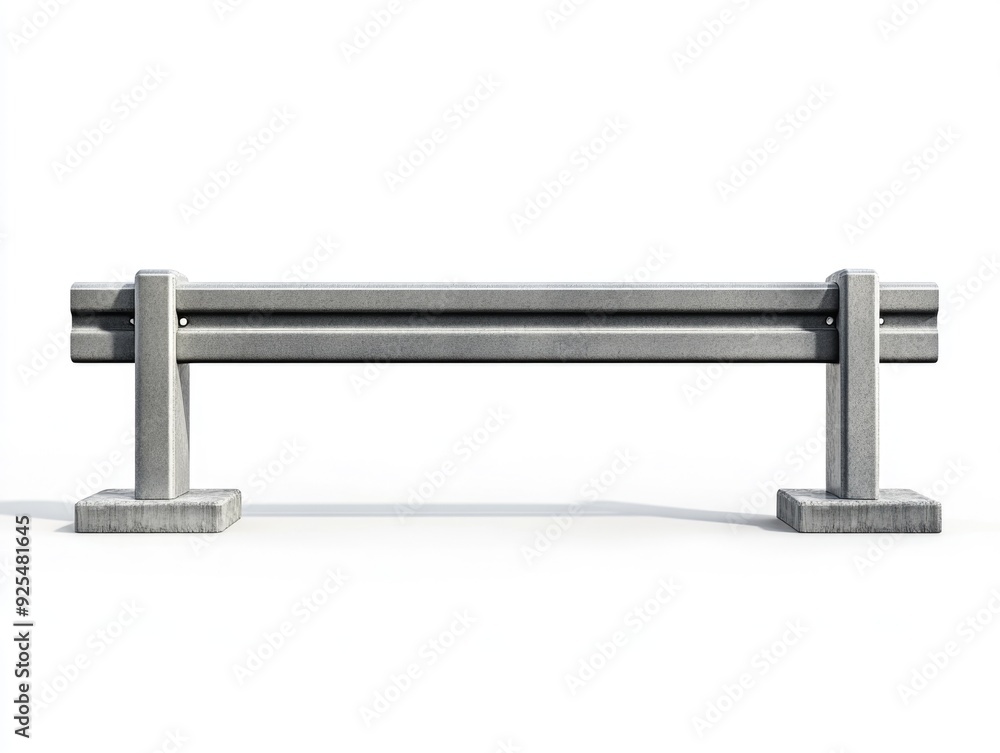 Sturdy concrete bench with metal supports, ideal for public spaces or modern design. Sturdy concrete bench with metal supports, ideal for public spaces or modern design.
