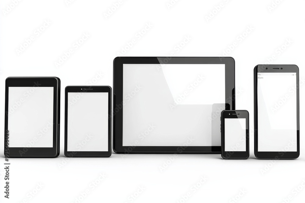 Multiple responsive screen and mobile devices mockup created with Generative AI Multiple responsive screen and mobile devices mockup created with Generative AI