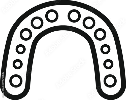 Line drawing of a dental mouth guard protecting teeth from grinding