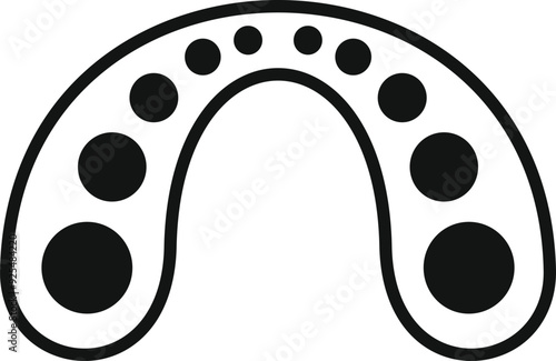 Simple black and white icon of a mouth guard protecting your teeth