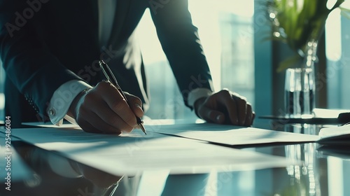 Business man sign a contract investment professional document agreement. meeting room.