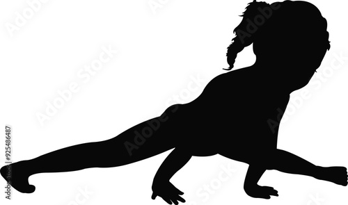 gymnast girl performing, open her legs, silhouette vector