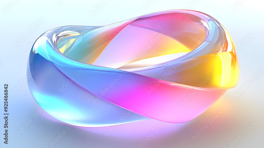 Abstract iridescent glass ring shape. Abstract iridescent glass ring shape.