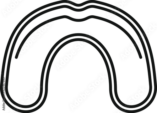 Simple line art illustration of a mouth guard, essential for protecting teeth during contact sports