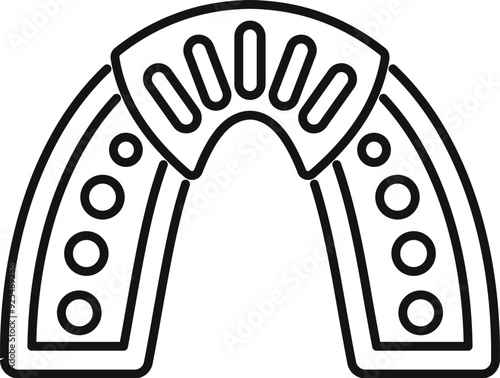 Simple line icon representing a mouth guard, essential piece of equipment for contact sports