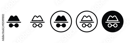 Set of Secret spy with hat icon collection. Scammer, Criminal mafia or gangster symbol. Vector illustration.