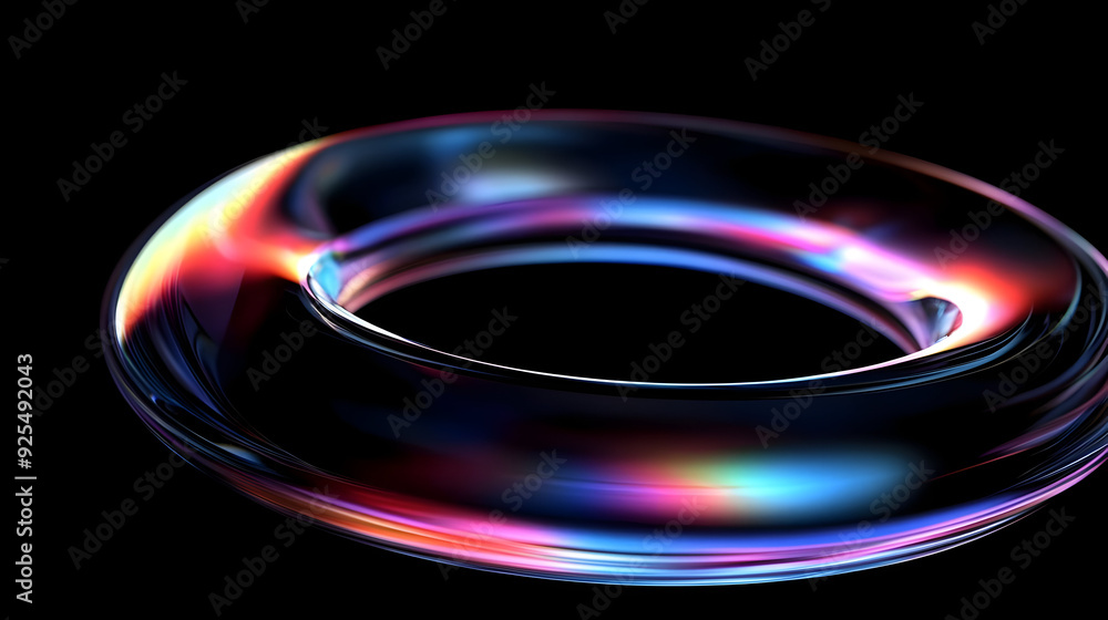 Abstract iridescent ring on a black background. Abstract iridescent ring on a black background.