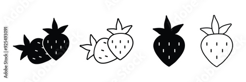 Set of Strawberry fruit icon collection. Strawberry symbol. Vector Illustration.