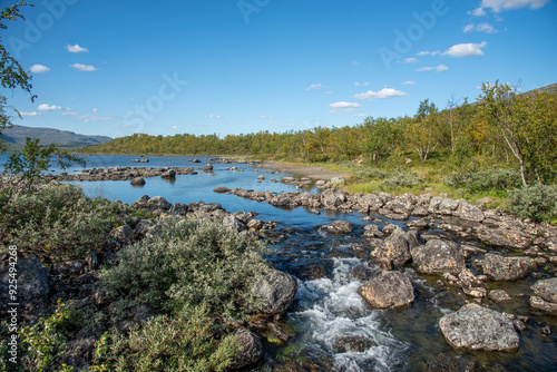River landscape in Lapland Finland