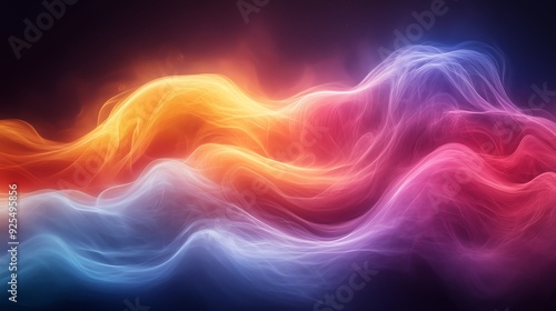 Wallpaper Mural Colorful flowing abstract waves of light in shades of red, orange, blue, and purple against a dark background Torontodigital.ca